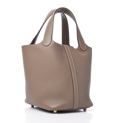 Hermes Taurillon Clemence Picotin Lock 18 PM Etoupe 3 of 10