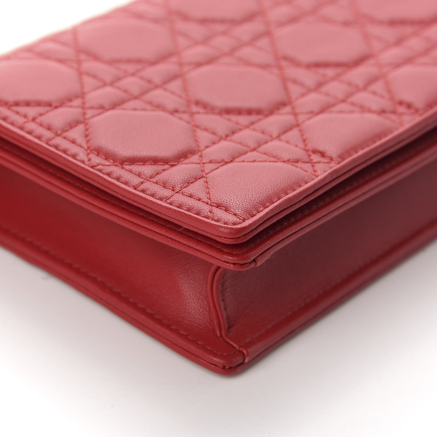 Lambskin Cannage Lady Dior Clutch Red
