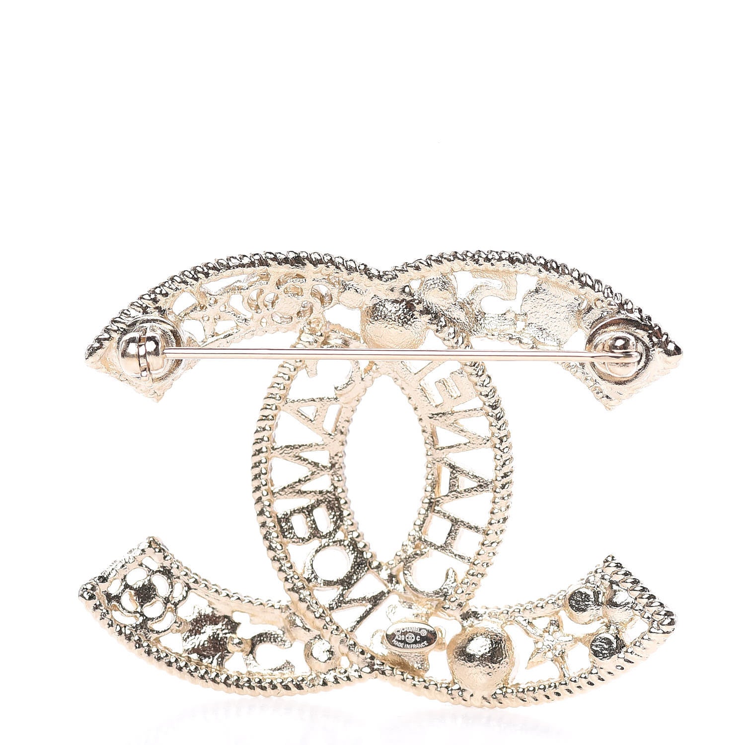 Chanel Crystal Pearl Charms CC Logo Brooch Gold 3 of 5