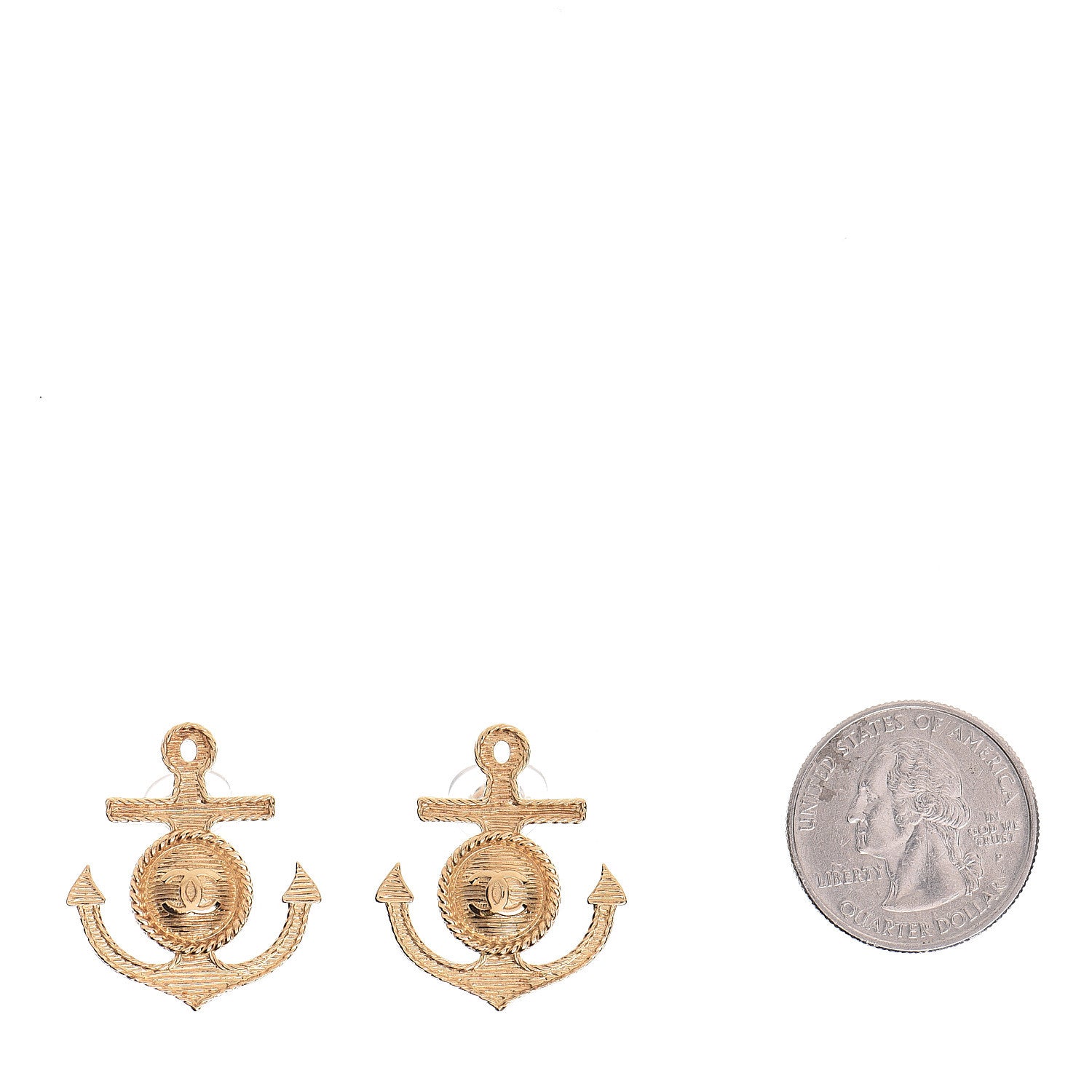 Chanel Metal Anchor CC Clip On Earrings Gold 2 of 5