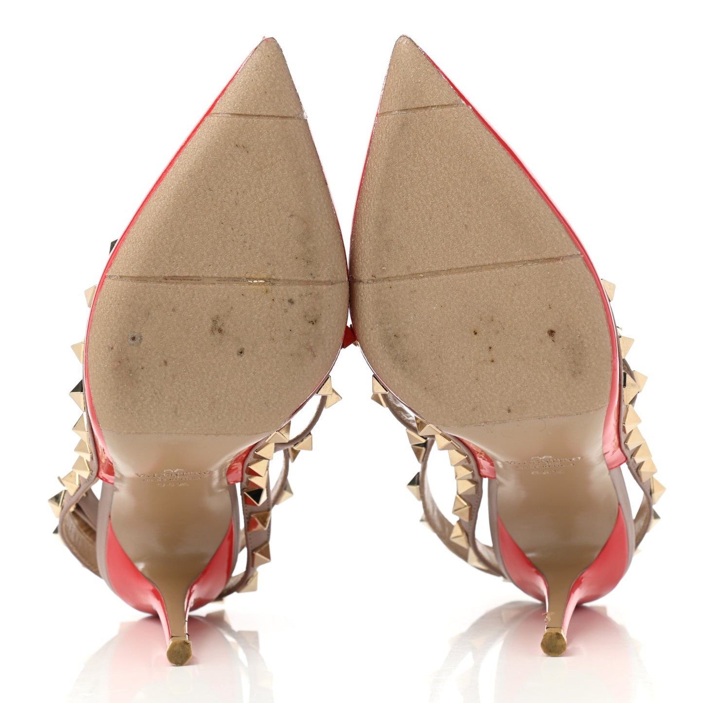Patent Nappa Rockstud Ankle Strap 100mm Pumps 35.5 Deep Orange Poudre