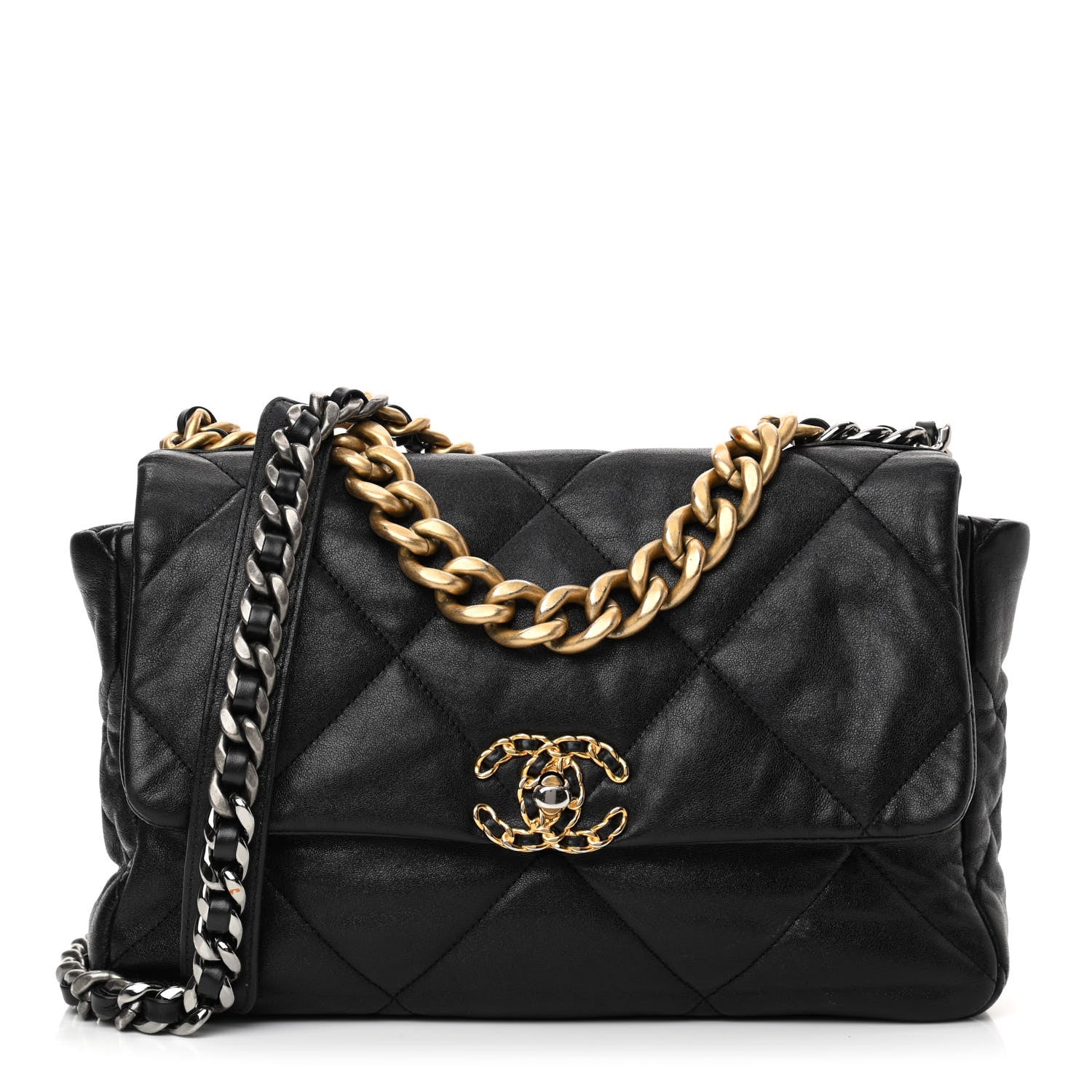 Chanel Goatskin Quilted Large Chanel 19 Flap Black 1 of 33