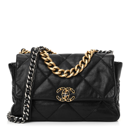 Chanel Goatskin Quilted Large Chanel 19 Flap Black 1 of 33