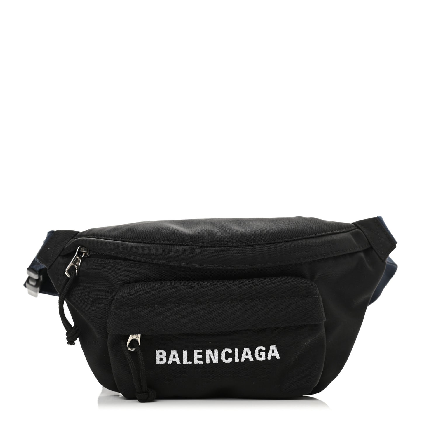 Sport Nylon Logo Embroidered Wheel Belt Bag Black White