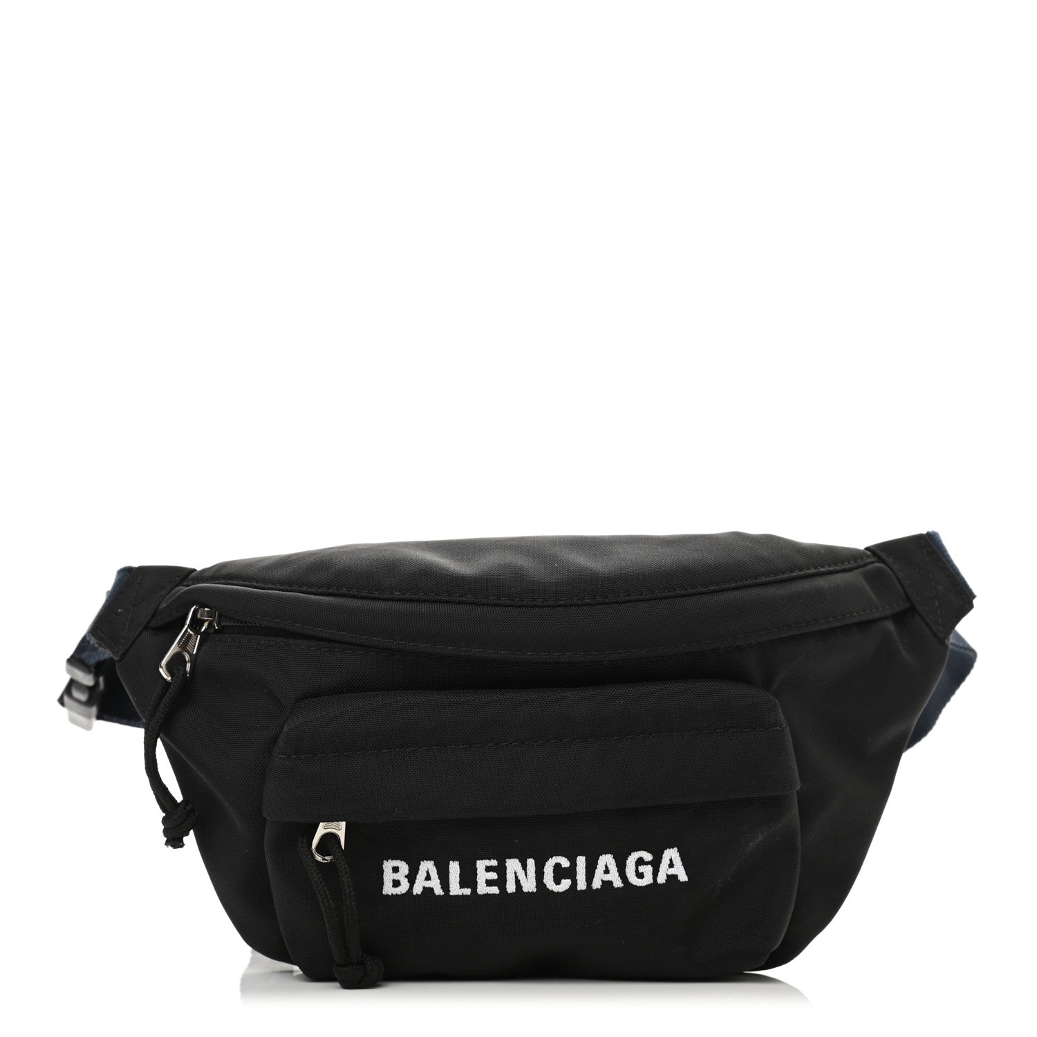 Balenciaga Sport Nylon Logo Embroidered Wheel Belt Bag Black White 1 of 10