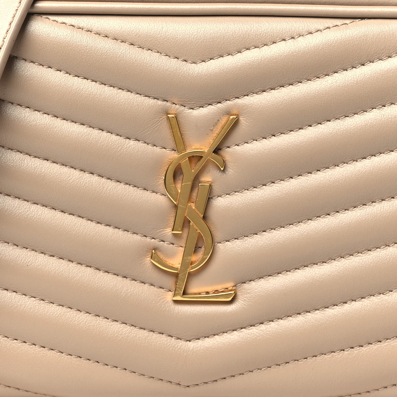 Saint Laurent Calfskin Matelasse Monogram Mini Lou Camera Bag Dark Beige 8 of 11