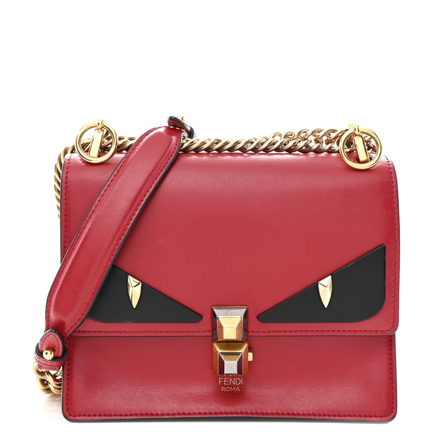 Fendi Vitello Liberty Monster Eyes Small Kan I Shoulder Bag Fragola 1 of 14