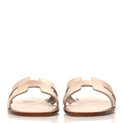 Hermes Box Calfskin Oran Sandals 37 Beige Nude 2 of 9