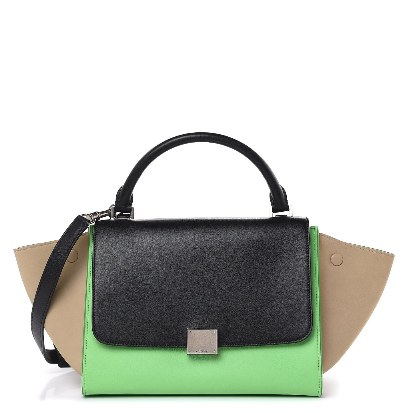 Smooth Calfskin Small Tri-Color Trapeze Lime