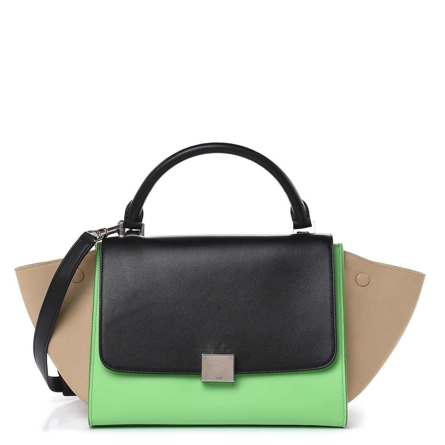 Celine Smooth Calfskin Small Tri-Color Trapeze Lime 1 of 10