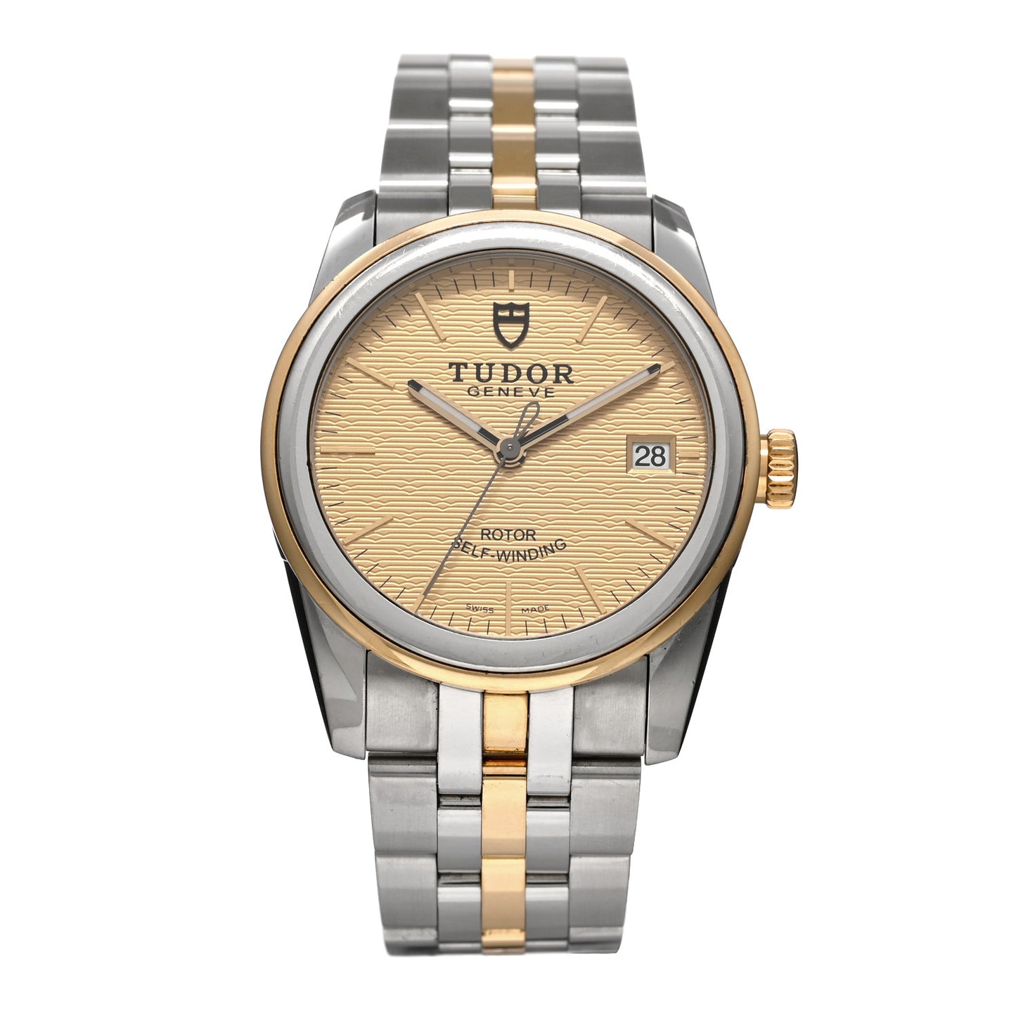 Stainless Steel 18K Yellow Gold 36mm Glamour Date Automatic Watch Champagne 55003