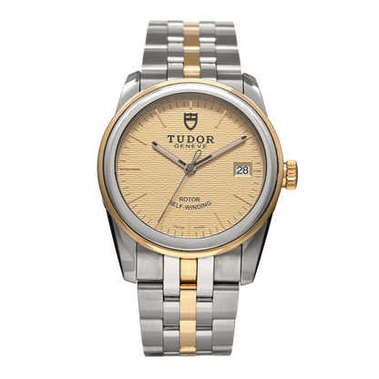 TUDOR Stainless Steel 18K Yellow Gold 36mm Glamour Date Automatic Watch Champagne 55003 1 of 4