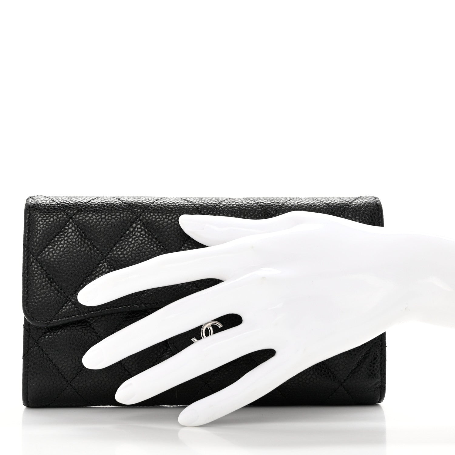 Chanel Caviar Quilted Large Gusset Flap Wallet Black 2 of 10