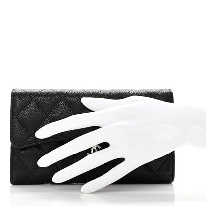 Chanel Caviar Quilted Large Gusset Flap Wallet Black 2 of 10