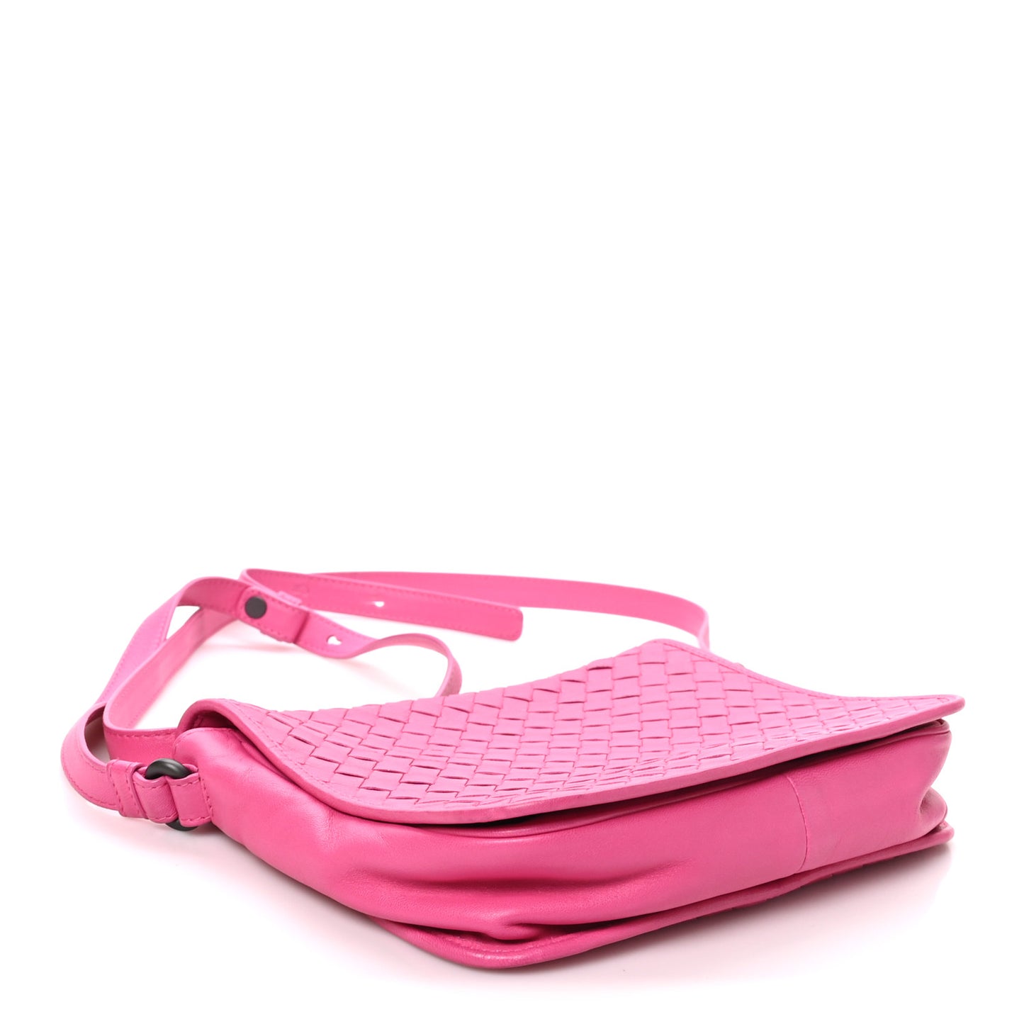 Nappa Intrecciato Crossbody Messenger Flap Fuchsia