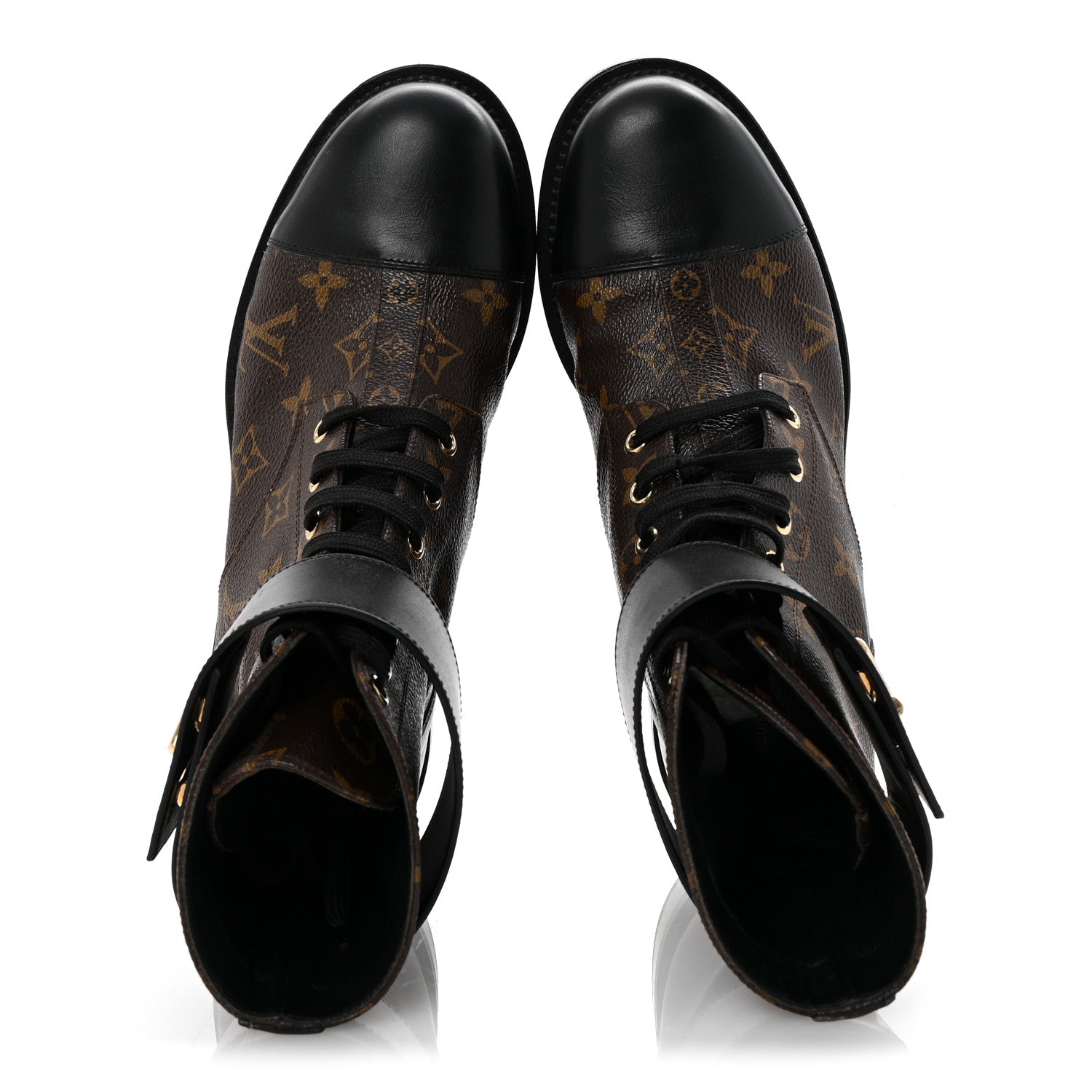Louis Vuitton Calfskin Monogram Wonderland Flat Ranger Boots 40 Black 2 of 9