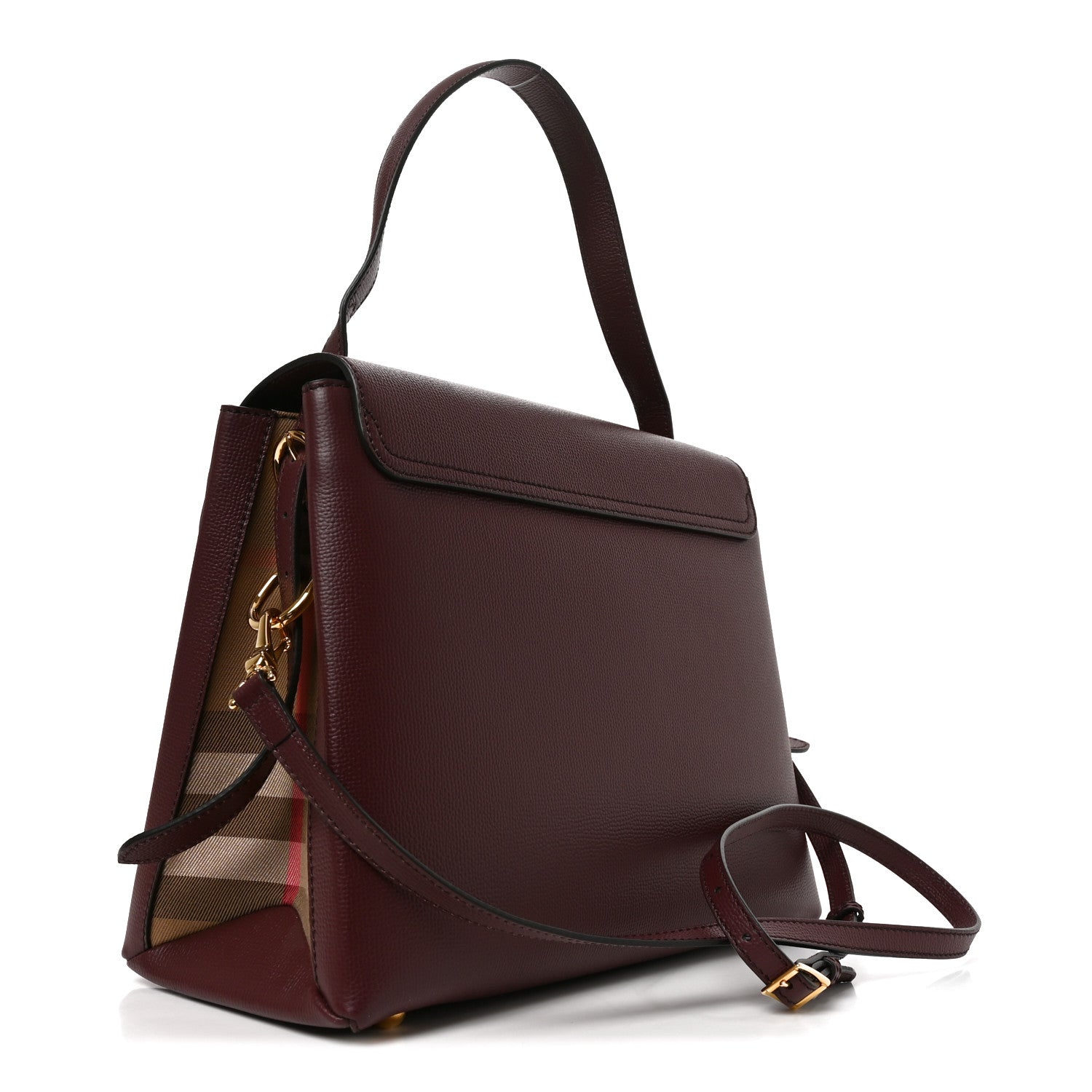 Burberry Derby Calfskin House Check Medium Camberley Mahogany Red 3 of 9