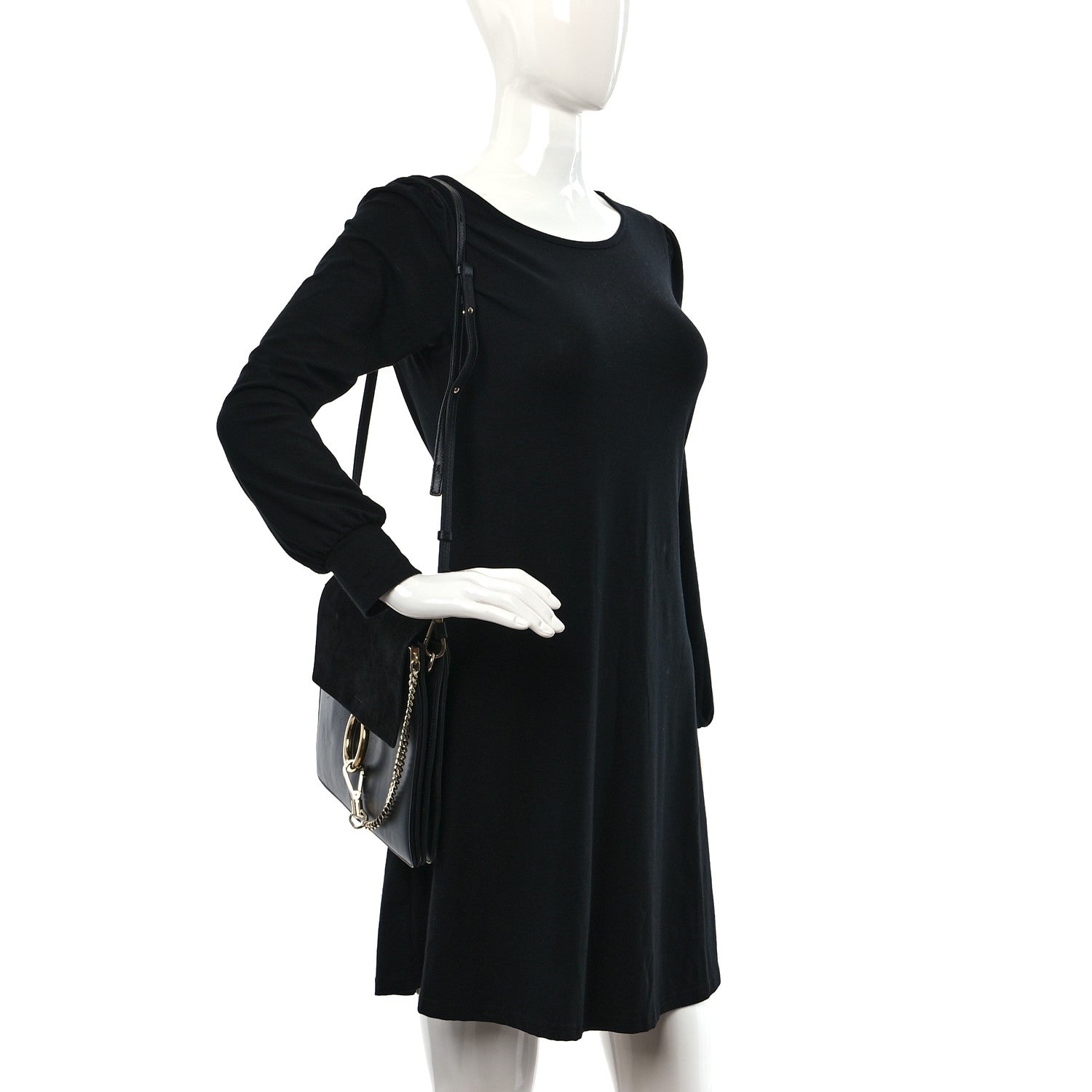 Chloe Suede Calfskin Medium Faye Shoulder Bag Black 2 of 11