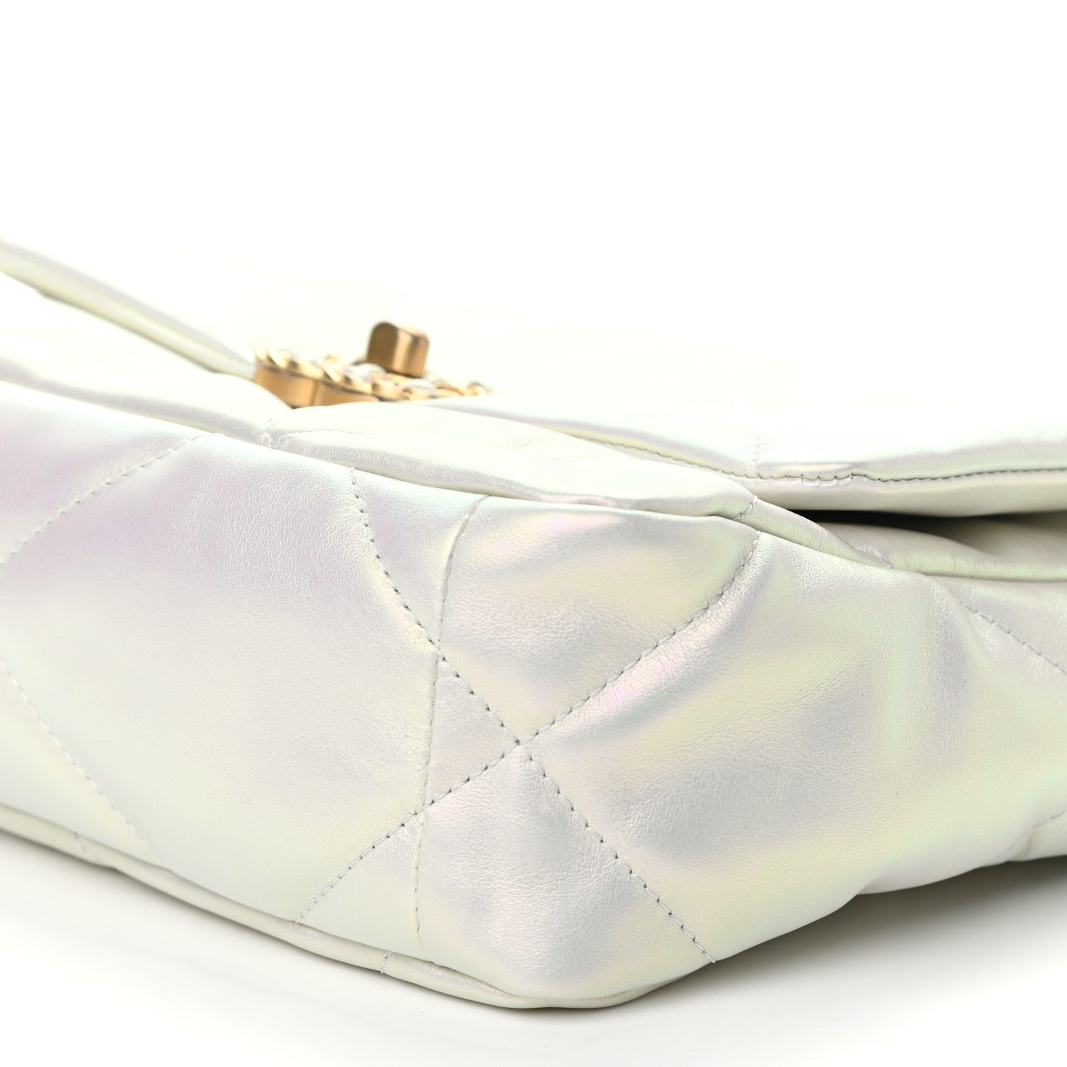 Chanel Iridescent Calfskin Quilted Medium Chanel 19 Flap White 10 of 11