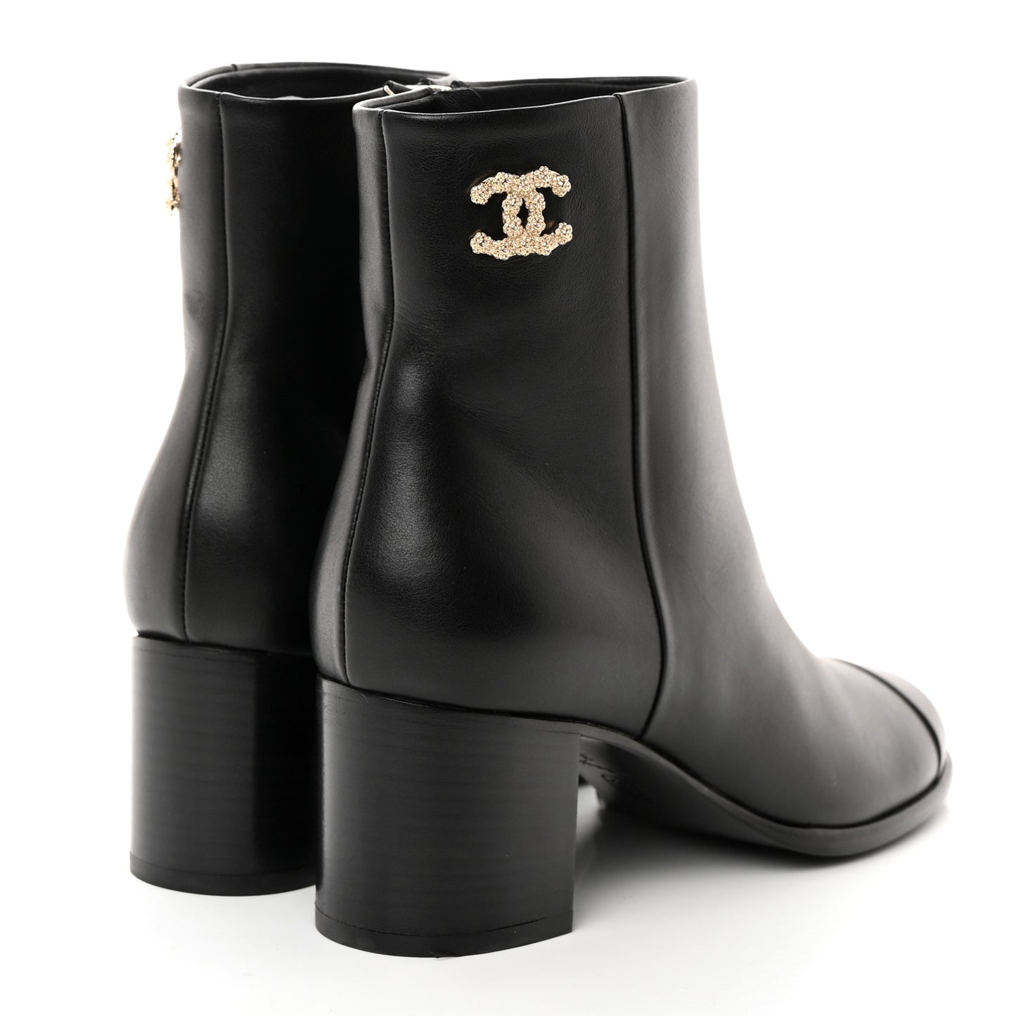 Calfskin CC Ankle Boots 37 Black