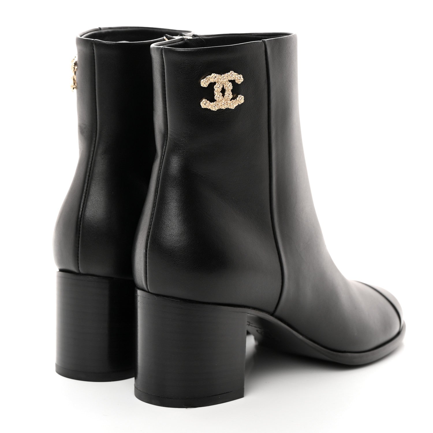Chanel Calfskin CC Ankle Boots 37 Black 4 of 9