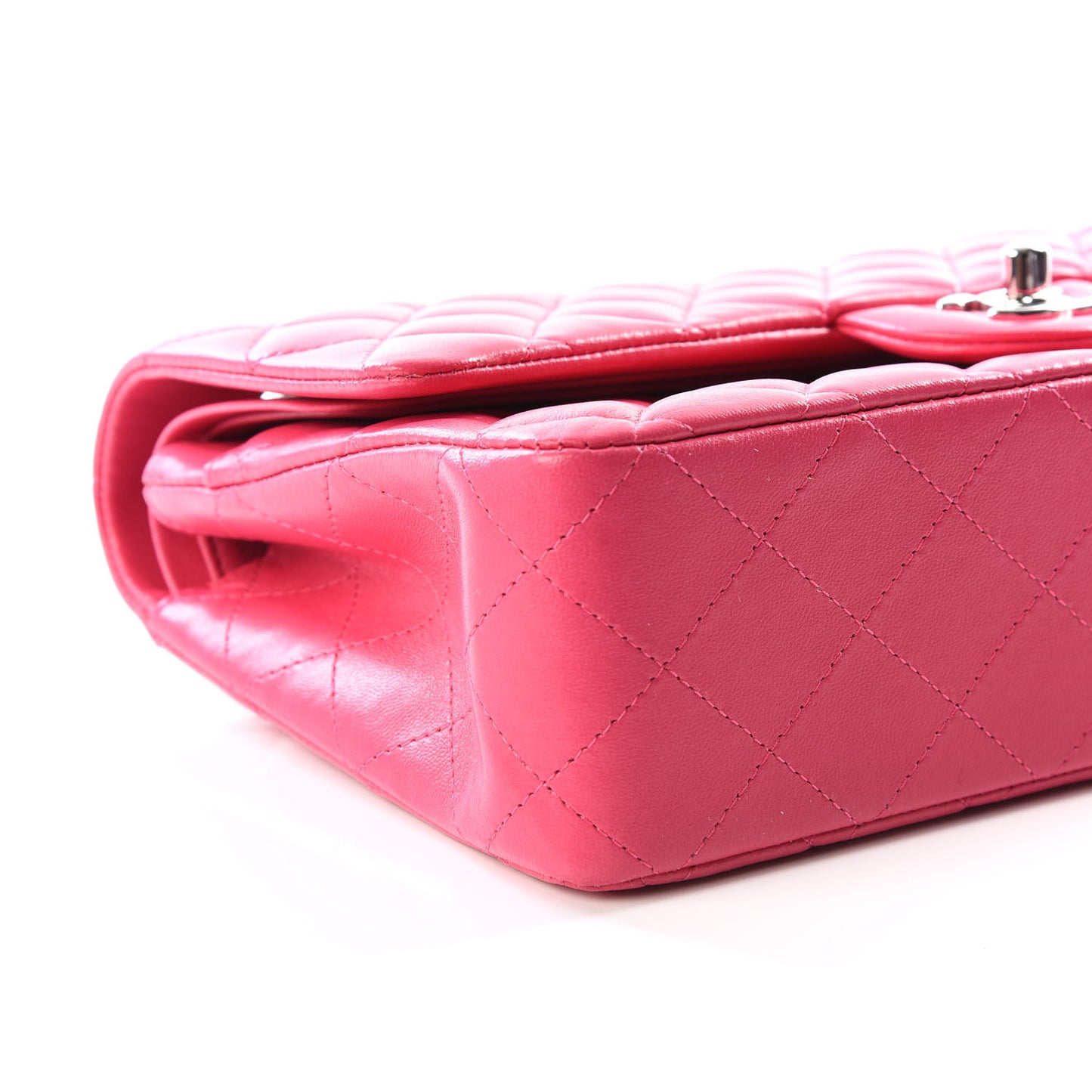 Lambskin Quilted Medium Double Flap Fuchsia