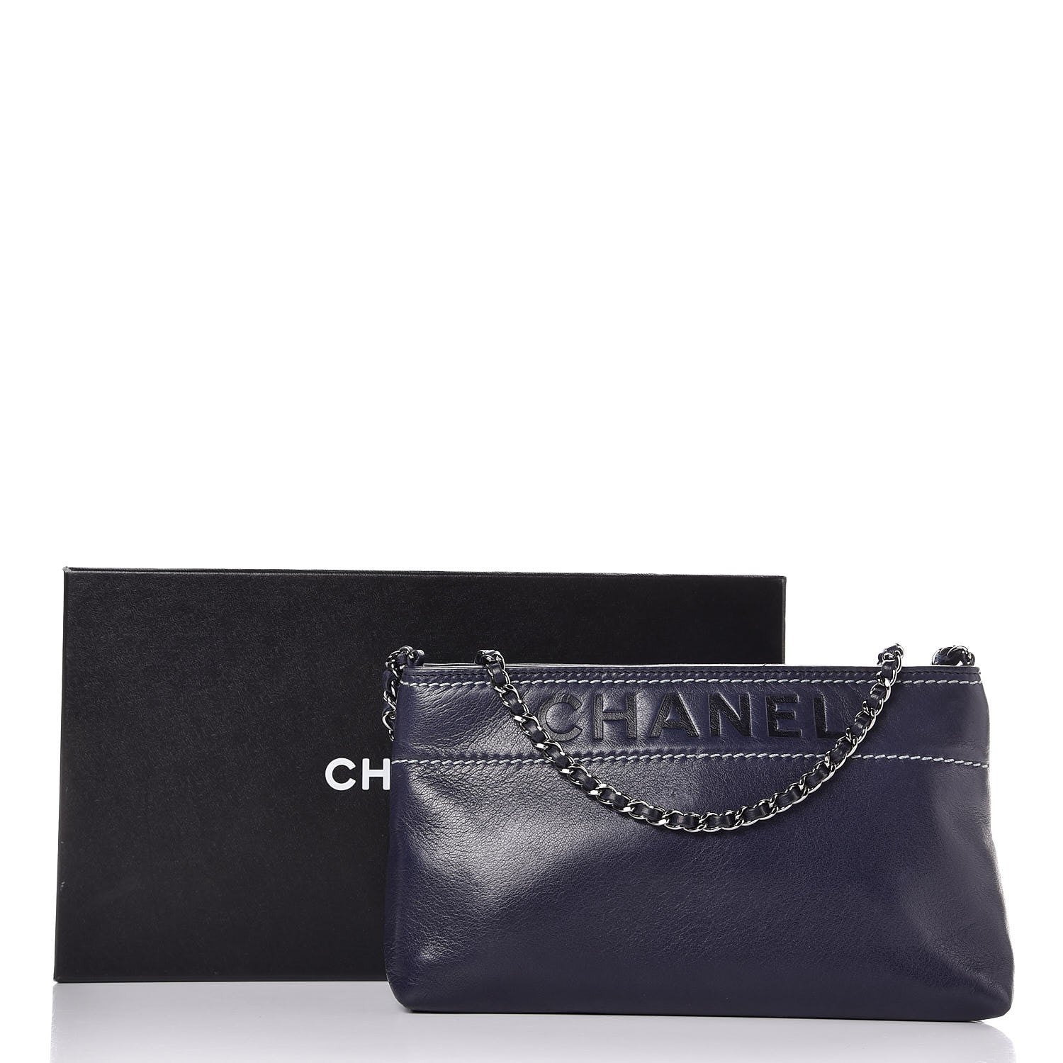 Chanel Lambskin Lax Pochette Navy 8 of 8