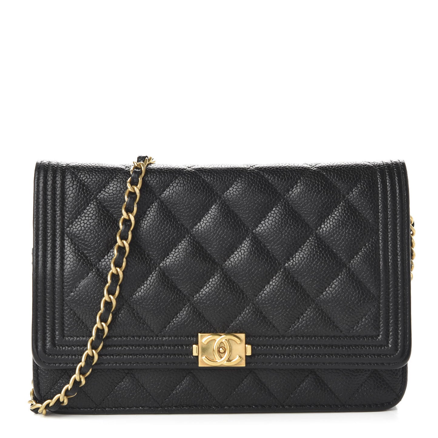 Caviar Quilted Boy Wallet On Chain WOC Black