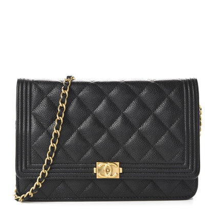 Chanel Caviar Quilted Boy Wallet On Chain WOC Black 1 of 11