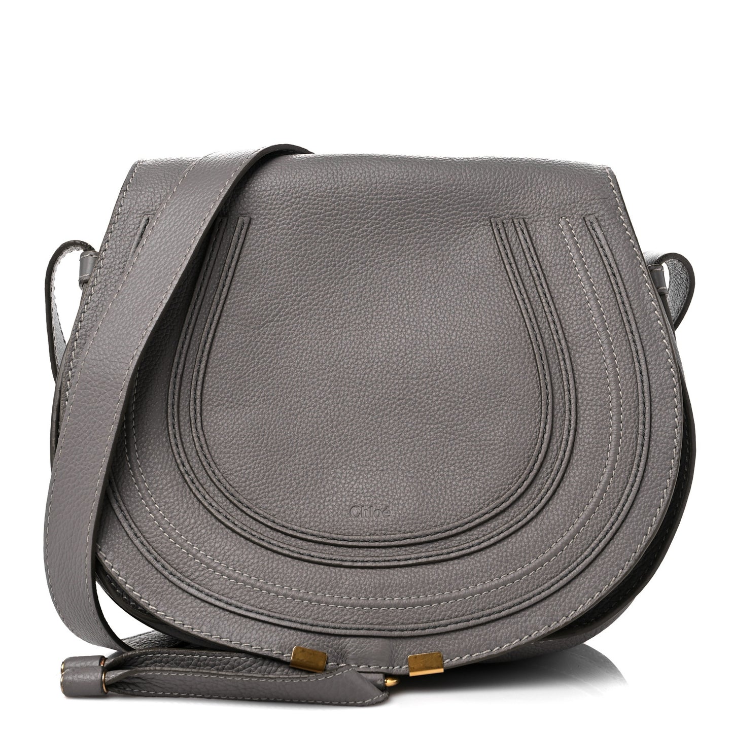 Calfskin Medium Marcie Round Crossbody Bag Cashmere Grey