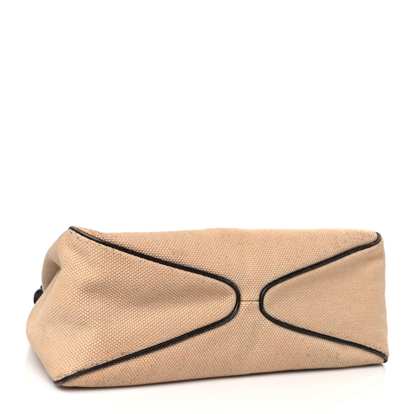 Canvas Wooden Handle Shoulder Bag Beige