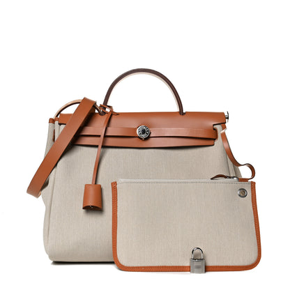 Hermes Vache Hunter Toile Herbag Zip 31 PM Trench Gold 1 of 16