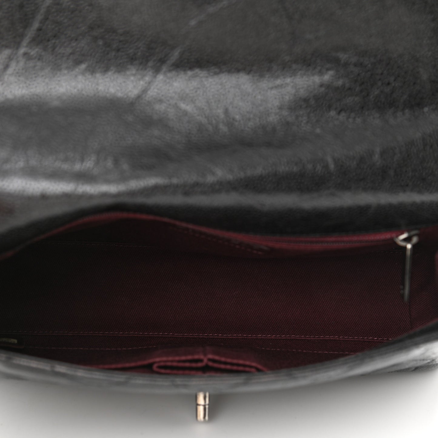Crumpled Grained Calfskin Medium CC Crave Flap Black