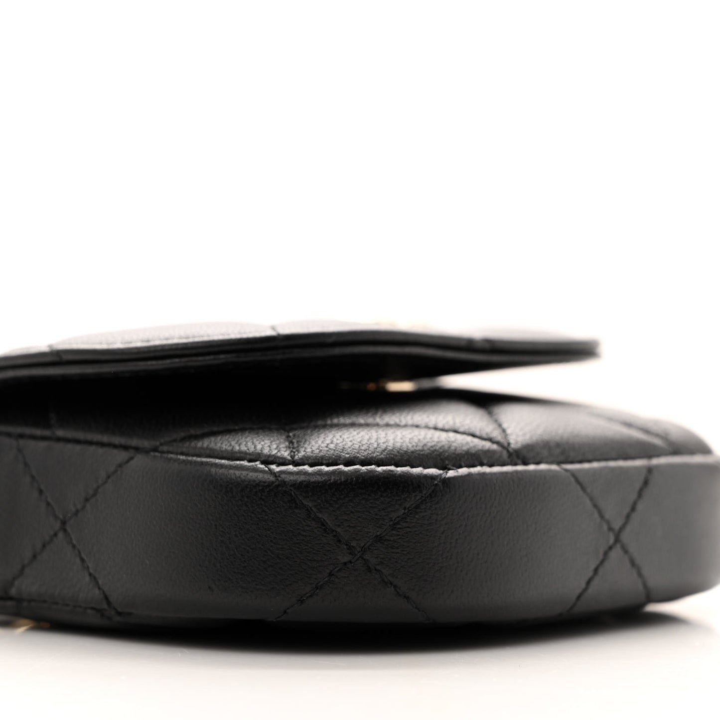 Lambskin Quilted Pearl Top Handle Clutch With Chain  Black