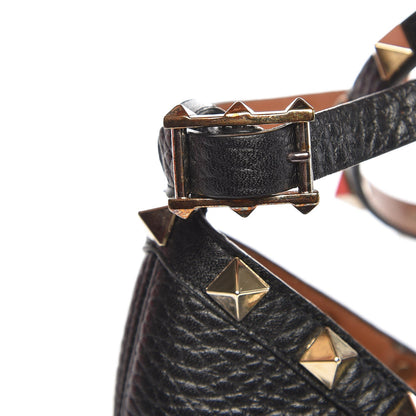 Valentino Garavani Grained Calfskin Rockstud Ankle Wrap Espadrille 20mm Flats 41 Black Light Cuir Natural 12 of 13