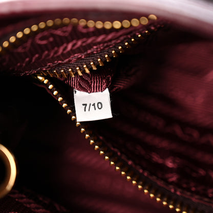 Prada Glossy Calfskin Triangle Small Bonnie Shoulder Bag Bordeaux 7 of 10