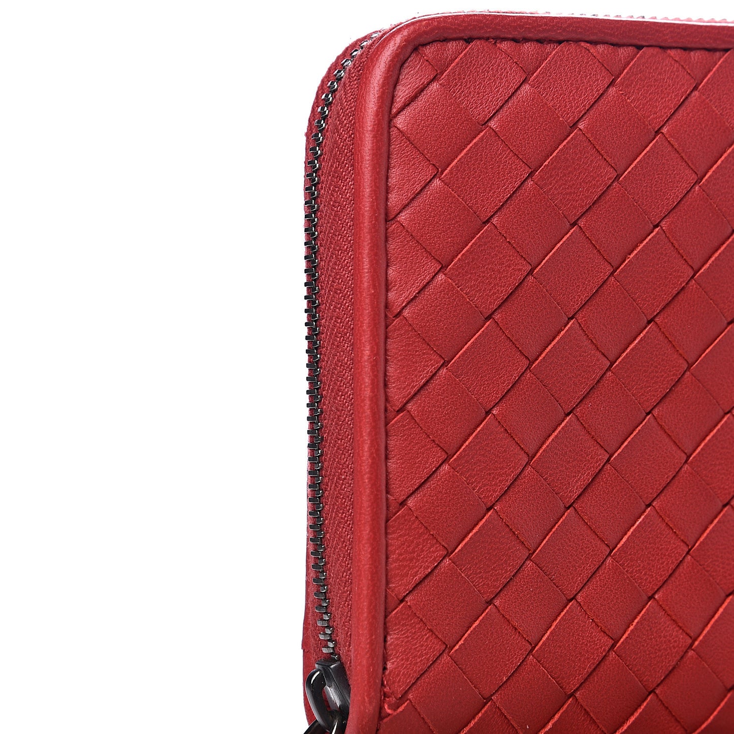 Nappa Intrecciato Zip Around Wallet Fraise