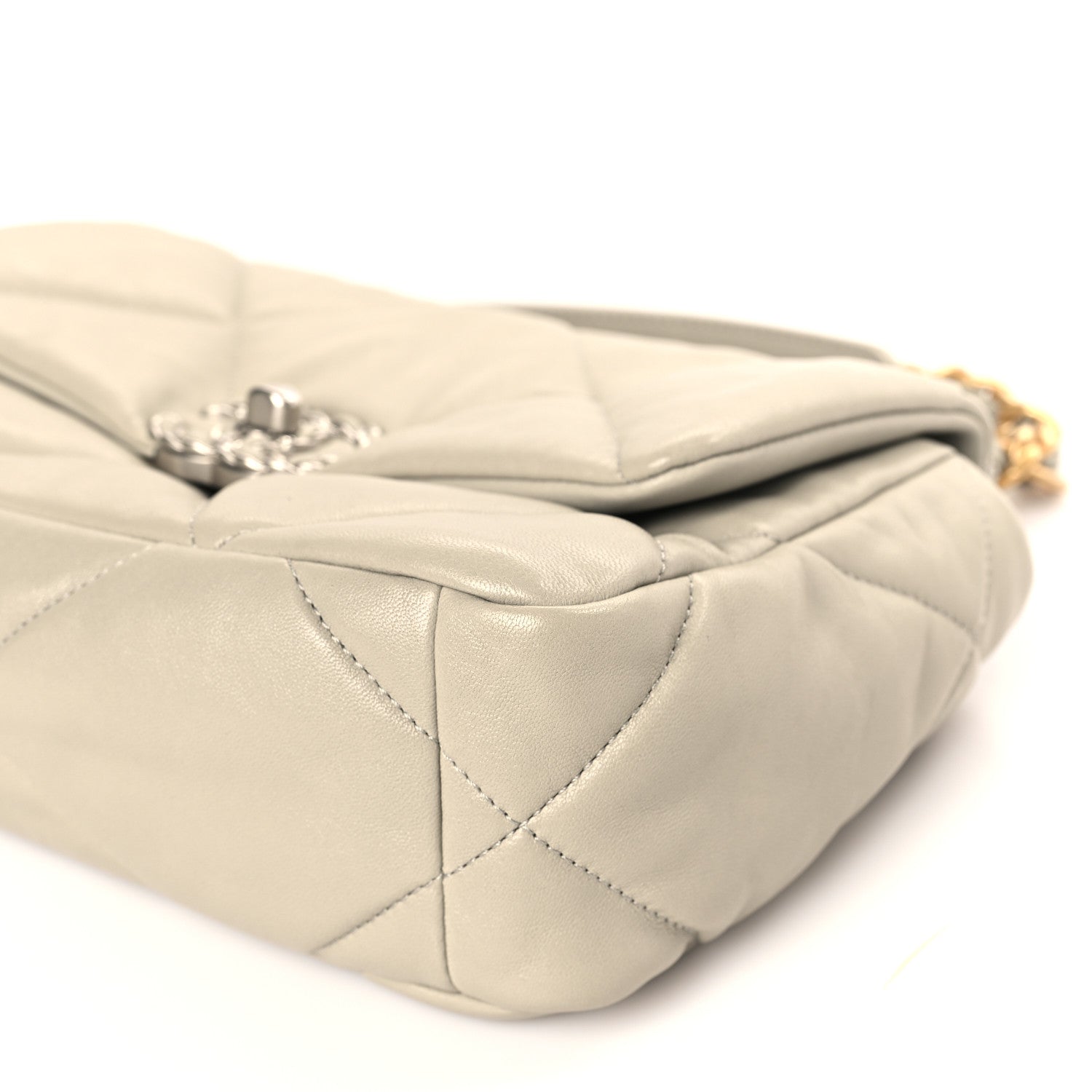 Chanel Lambskin Quilted Medium Chanel 19 Flap Light Grey 9 of 10