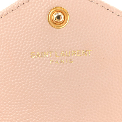 Saint Laurent Grain De Poudre Matelasse Chevron Monogram Envelope Chain Wallet Pale Pink 6 of 11