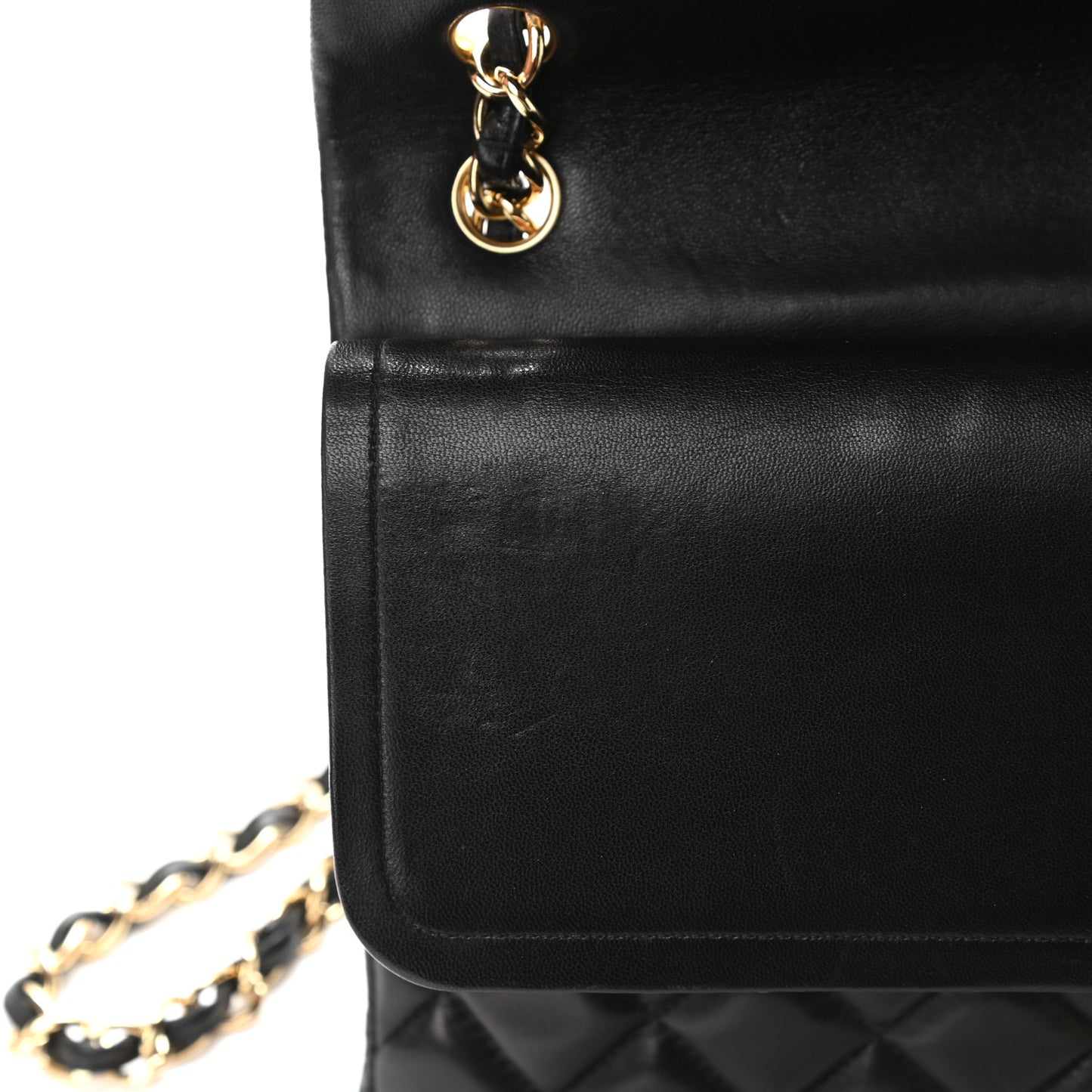 Lambskin Quilted Jumbo Double Flap Black