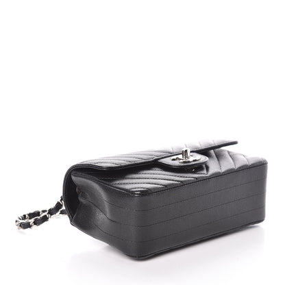 Chanel Caviar Chevron Quilted Mini Rectangular Flap Black 4 of 11