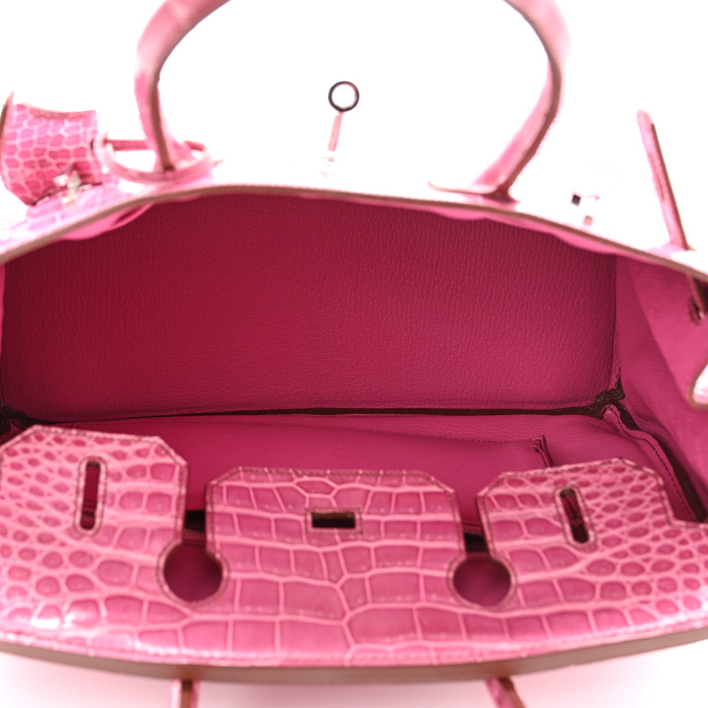 Shiny Porosus Crocodile Birkin 30 Fuchsia