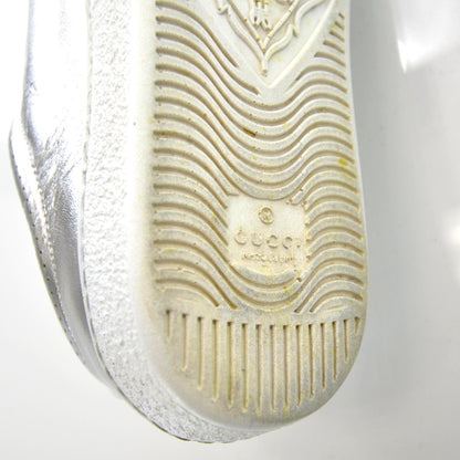 Gucci Mens Leather Perforated Logo Metallic Sneakers 7.5 Silver 6 of 6
