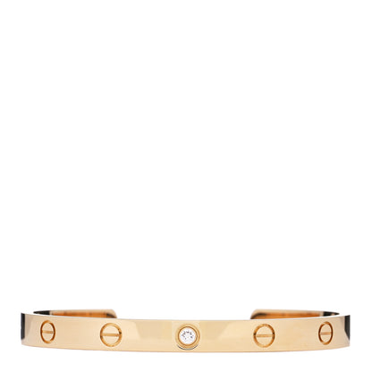 Cartier 18K Yellow Gold 1 Diamond LOVE Cuff Bracelet 18 1 of 3