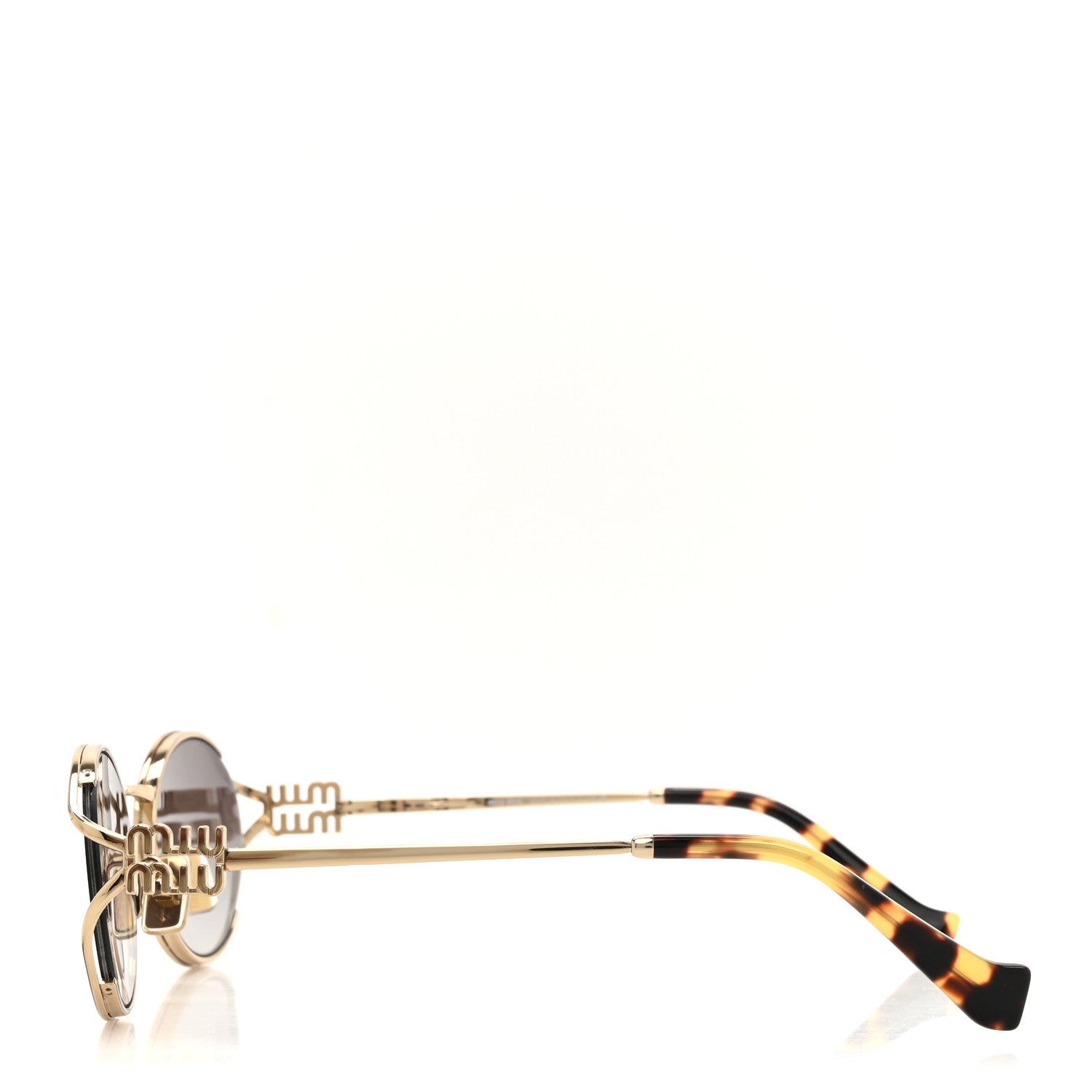 Miu Miu Metal Oval Sunglasses SMU52Y Black Gold 3 of 8