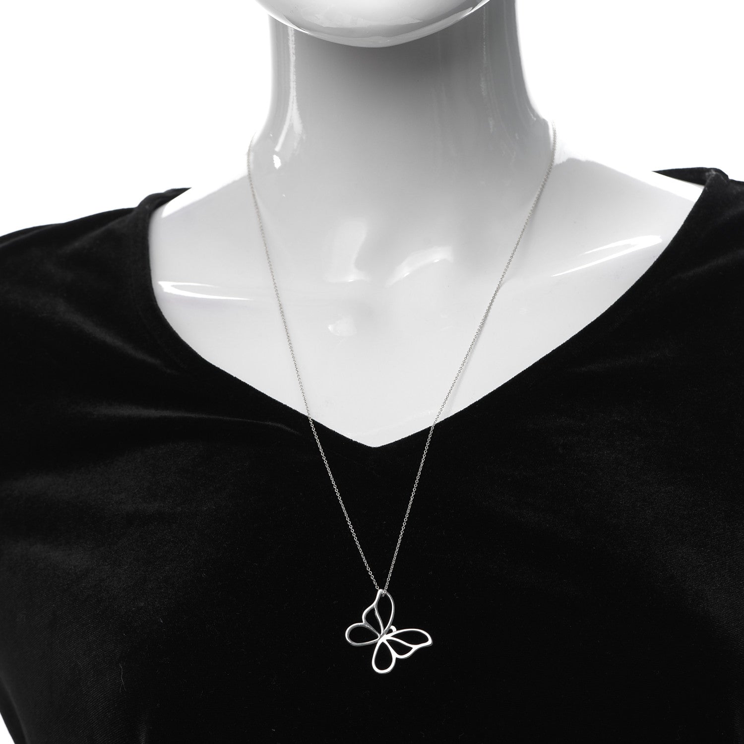 Tiffany Sterling Silver Butterfly Pendant Necklace 2 of 5