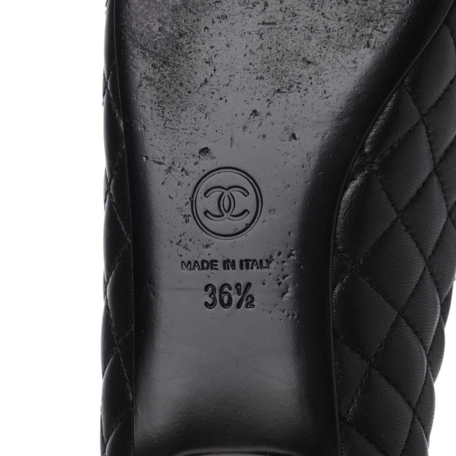Chanel Lambskin Quilted CC Cap Toe Ballerina Flats 36.5 Black 7 of 18