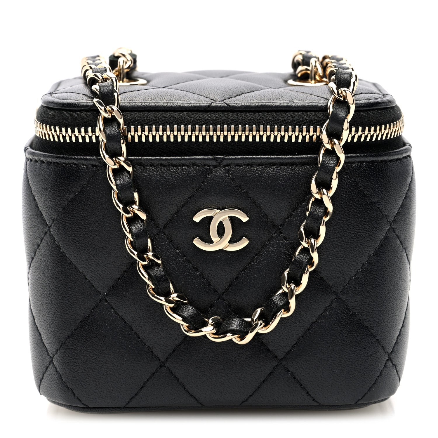 Chanel Lambskin Quilted Mini Vanity Case With Chain Black 1 of 10