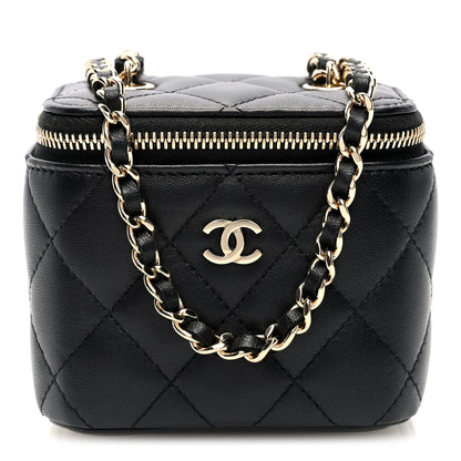 Chanel Lambskin Quilted Mini Vanity Case With Chain Black 1 of 10