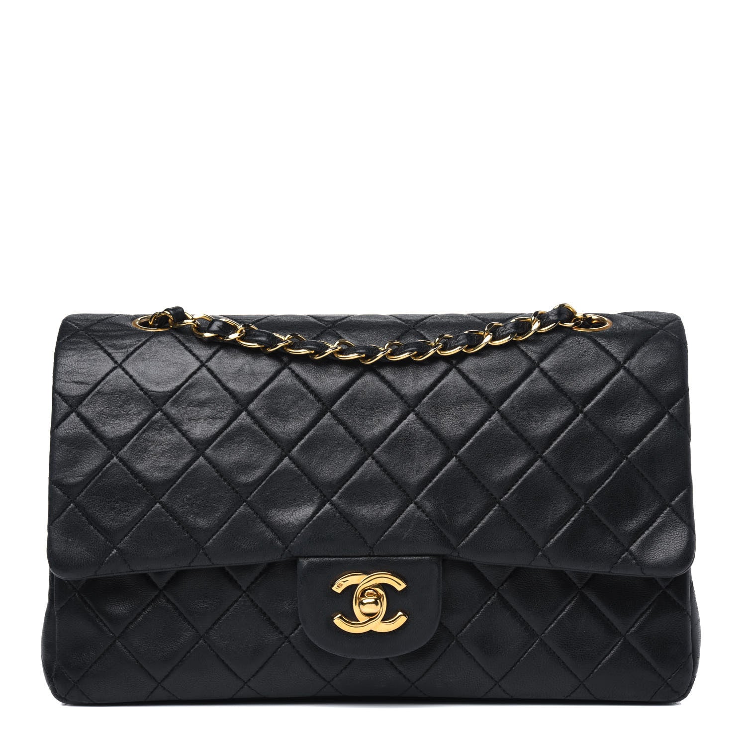 Chanel Lambskin Quilted Medium Double Flap Black 1 of 8